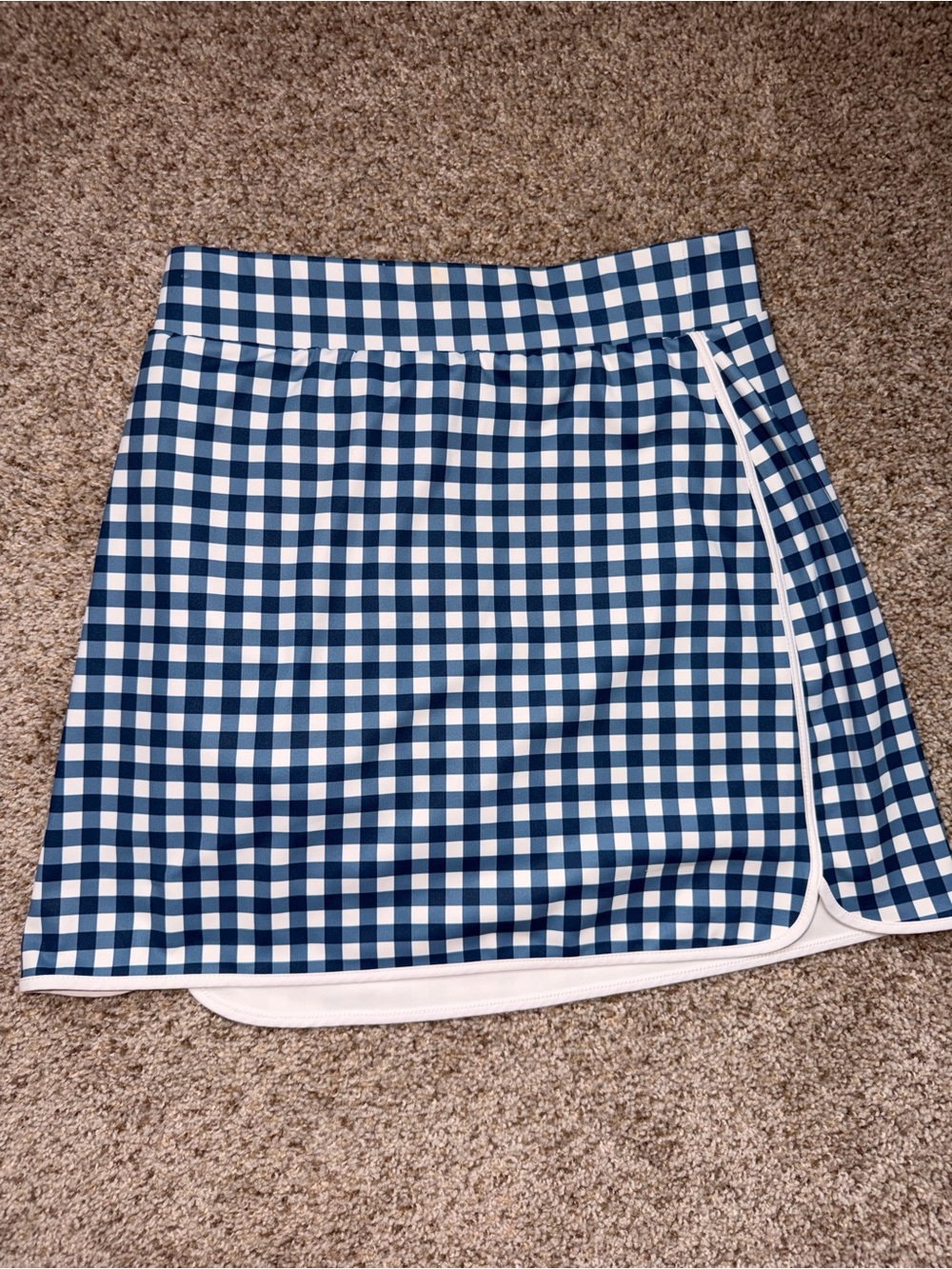J. Crew Blue and White Gingham Mini Skirt